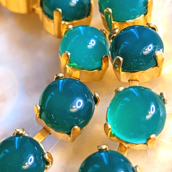 Natural Green Onyx in 14K Gold Plated Necklace and Earrings OR in Silver Plated - Picture 7 of 8